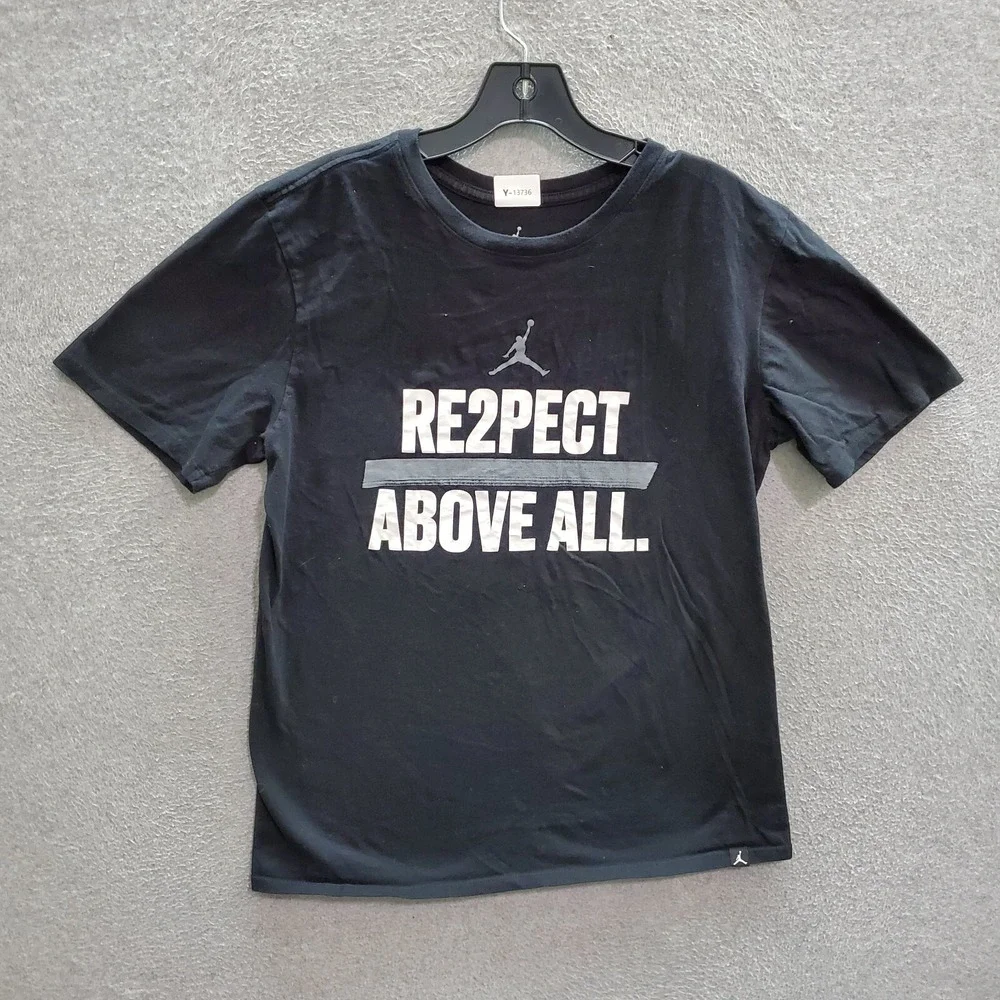 Air Jordan Men T-Shirt Medium‎ Black Respect Above All Jumpman Logo Tee